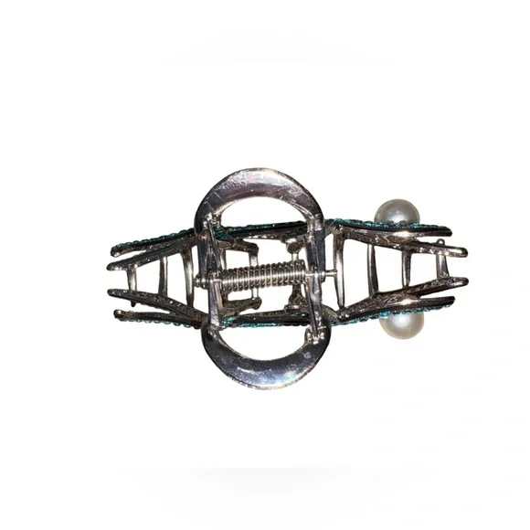 Blue Rhinestone Starfish Hair Claw Clip Pearl Beach Coastal Hair Accessory - Picture 5 of 6